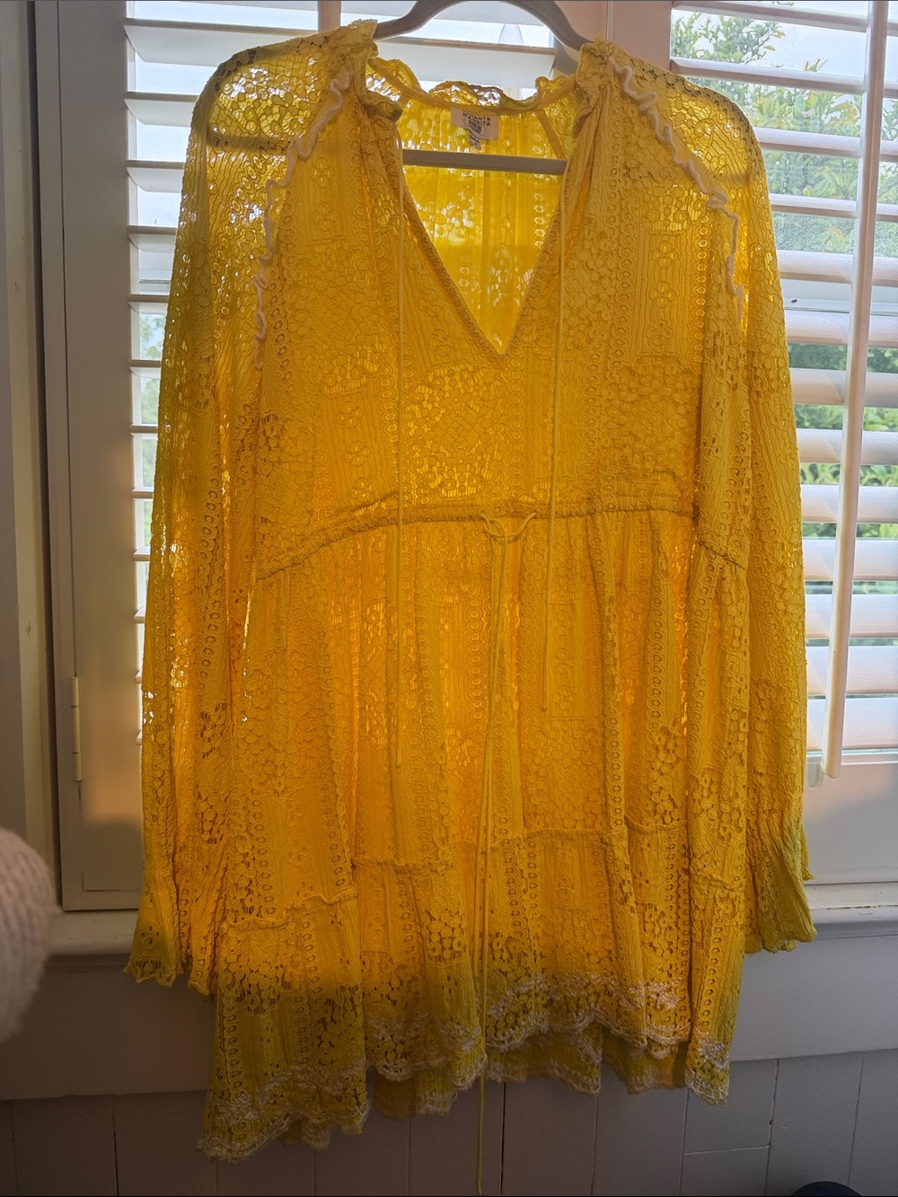 Hemant & Nandita Sol Yellow Lace Mini Dress - Picture 5 of 10